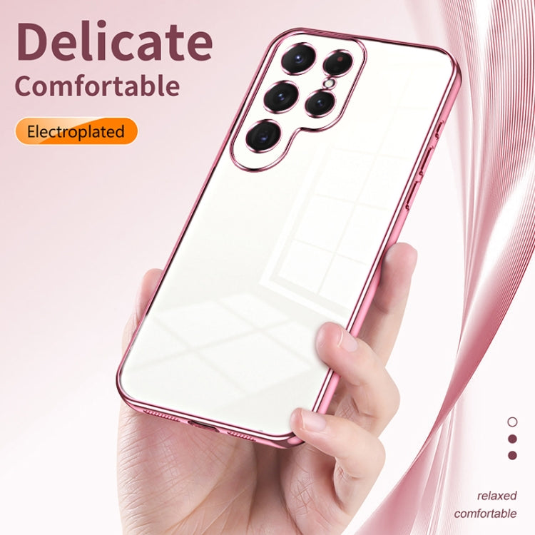 For Samsung Galaxy S25 Ultra 5G Transparent Plating Fine Hole Phone Case(Pink) - Galaxy S25 Ultra 5G Cases by buy2fix | Online Shopping UK | buy2fix