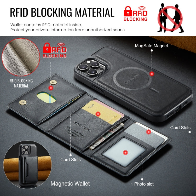 For iPhone 12 Pro Max DG.MING MAGKING-K2 Series MagSafe RFID Card Bag Detachable Phone Case(Black) - iPhone 12 Pro Max Cases by DG.MING | Online Shopping UK | buy2fix