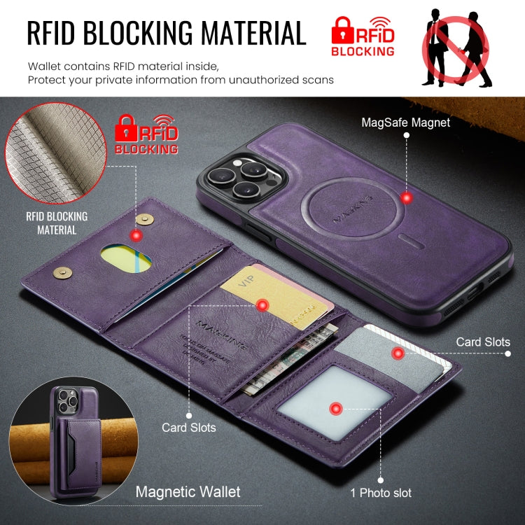 For iPhone 12 Pro Max DG.MING MAGKING-K2 Series MagSafe RFID Card Bag Detachable Phone Case(Purple) - iPhone 12 Pro Max Cases by DG.MING | Online Shopping UK | buy2fix