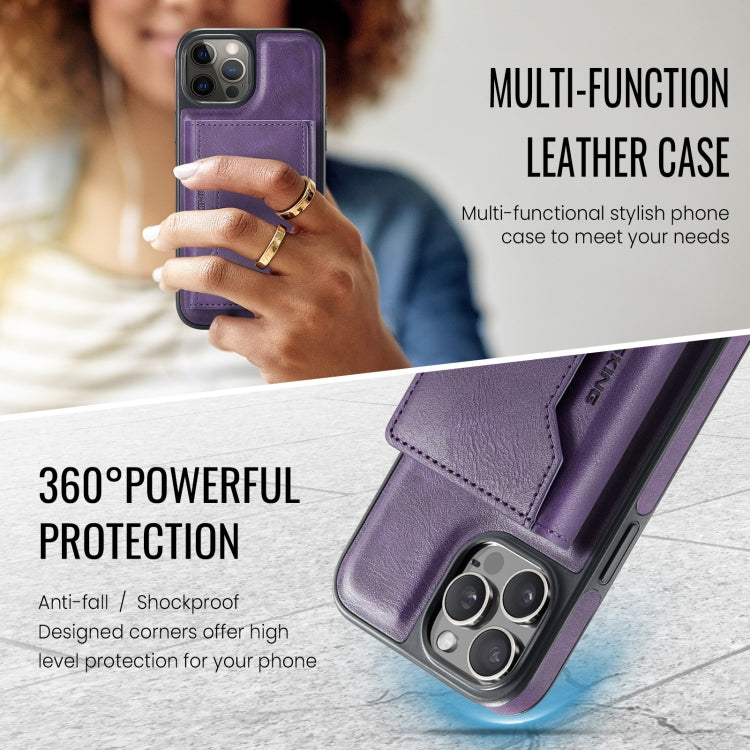 For iPhone 12 Pro Max DG.MING MAGKING-K2 Series MagSafe RFID Card Bag Detachable Phone Case(Purple) - iPhone 12 Pro Max Cases by DG.MING | Online Shopping UK | buy2fix