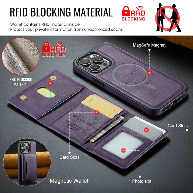 For iPhone 13 Pro DG.MING MAGKING-K2 Series MagSafe RFID Card Bag Detachable Phone Case(Purple) - iPhone 13 Pro Cases by DG.MING | Online Shopping UK | buy2fix