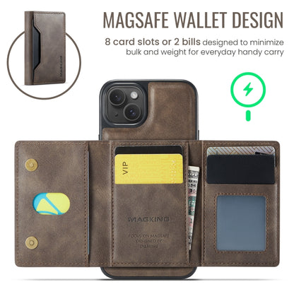 For iPhone 13 DG.MING MAGKING-K2 Series MagSafe RFID Card Bag Detachable Phone Case(Coffee) - iPhone 13 Cases by DG.MING | Online Shopping UK | buy2fix