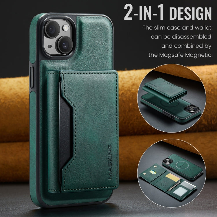 For iPhone 14 Plus DG.MING MAGKING-K2 Series MagSafe RFID Card Bag Detachable Phone Case(Green) - iPhone 14 Plus Cases by DG.MING | Online Shopping UK | buy2fix