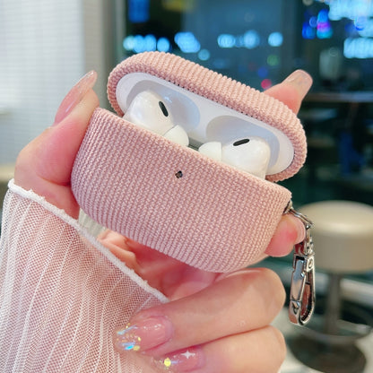 For AirPods Pro 2 Corduroy Cloth Pattern Earphone Protective Case(Pink) - For AirPods Pro 2 by buy2fix | Online Shopping UK | buy2fix