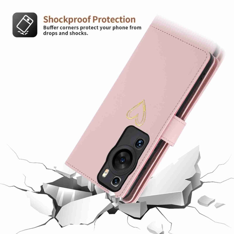 For Huawei P60 Pro POLA Love Multi-Card Slots Zipper Wallet Leather Phone Case(Pink) - Huawei Cases by POLA | Online Shopping UK | buy2fix