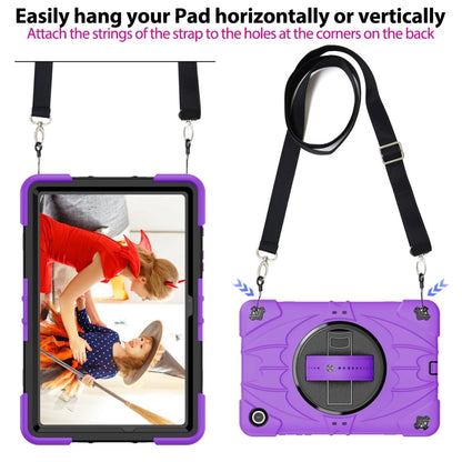 For Samsung Galaxy Tab A9+ Bat Hand Grip Turntable Stand Tablet Case(Purple Black) - Galaxy Tab A9+ by buy2fix | Online Shopping UK | buy2fix