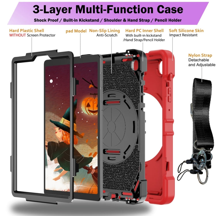 For Samsung Galaxy Tab A7 Lite Bat Hand Grip Turntable Stand Tablet Case(Red Black) - Tab A7 Lite T220 / T225 by buy2fix | Online Shopping UK | buy2fix