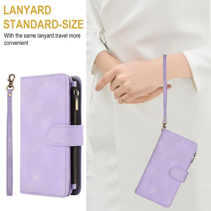 For iPhone 16 Pro Max Dream 9-Card Zipper Wallet RFID Leather Phone Case with Lanyard(Purple) - iPhone 16 Pro Max Cases by buy2fix | Online Shopping UK | buy2fix