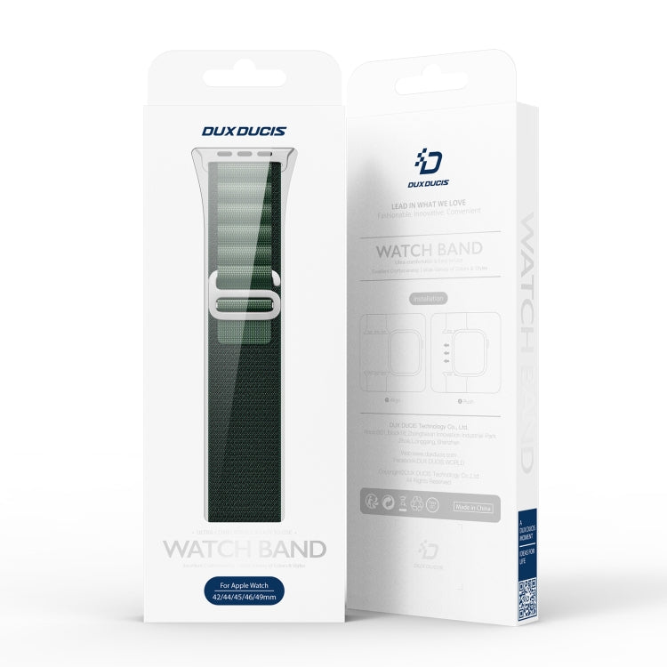 For Apple Watch 46mm / 49mm / 45mm / 44mm DUX DUCIS GS Series Nylon Loop Watch Band(Dark Green) - Watch Bands by DUX DUCIS | Online Shopping UK | buy2fix