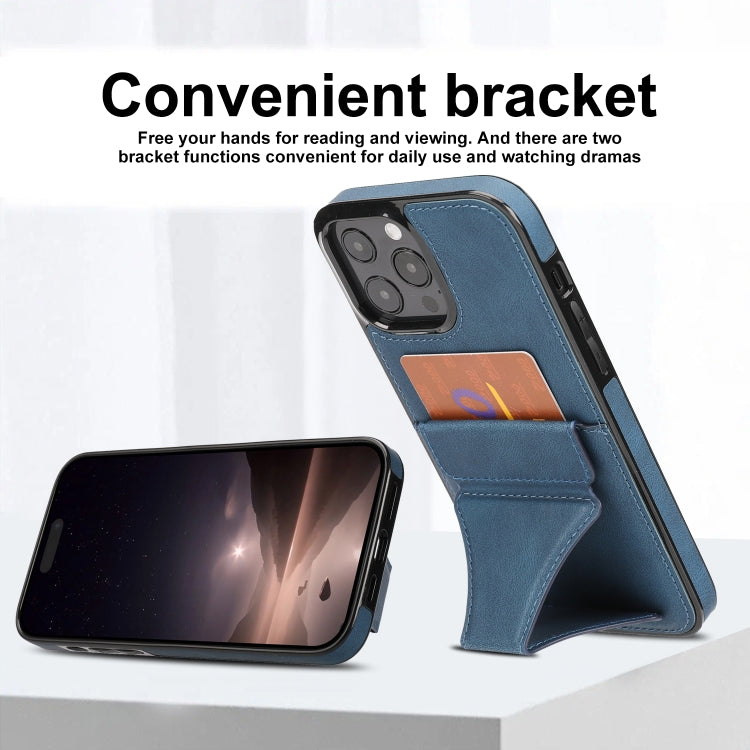 For iPhone 16 Pro Ultra-thin Shockproof Phone Protective Case with Holder(Blue) - iPhone 16 Pro Cases by buy2fix | Online Shopping UK | buy2fix