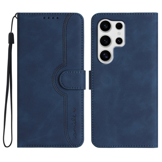 For Samsung Galaxy S25 Ultra 5G Heart Pattern Skin Feel Leather Phone Case(Royal Blue) - Galaxy S25 Ultra 5G Cases by buy2fix | Online Shopping UK | buy2fix