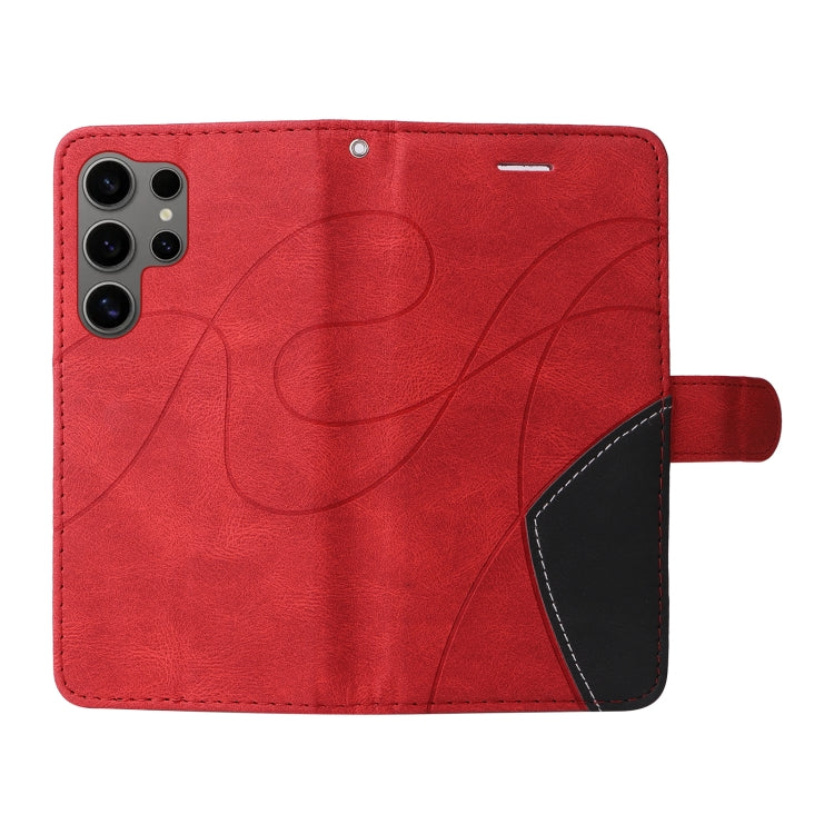 For Samsung Galaxy S25 Ultra 5G Dual-color Splicing Flip Leather Phone Case(Red) - Galaxy S25 Ultra 5G Cases by buy2fix | Online Shopping UK | buy2fix