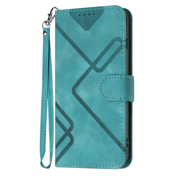 For Samsung Galaxy S25 5G Line Pattern Skin Feel Leather Phone Case(Light Blue) - Galaxy S25 5G Cases by buy2fix | Online Shopping UK | buy2fix