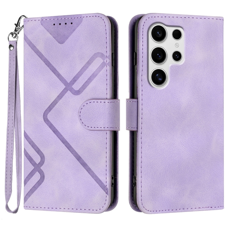 For Samsung Galaxy S25 Ultra 5G Line Pattern Skin Feel Leather Phone Case(Light Purple) - Galaxy S25 Ultra 5G Cases by buy2fix | Online Shopping UK | buy2fix