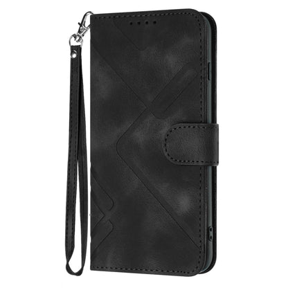 For Samsung Galaxy S25 Ultra 5G Line Pattern Skin Feel Leather Phone Case(Black) - Galaxy S25 Ultra 5G Cases by buy2fix | Online Shopping UK | buy2fix