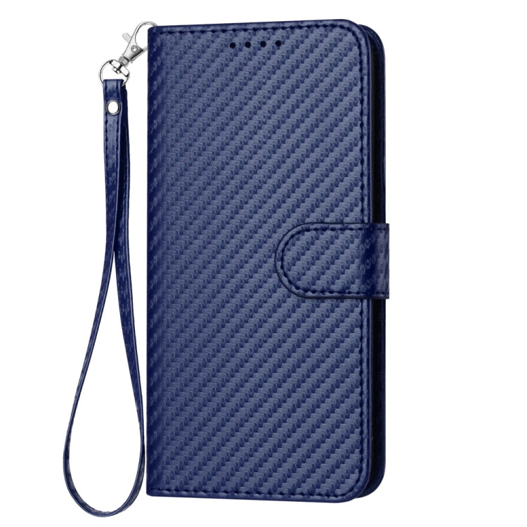 For Samsung Galaxy S25 5G YX0070 Carbon Fiber Buckle Leather Phone Case with Lanyard(Royal Blue) - Galaxy S25 5G Cases by buy2fix | Online Shopping UK | buy2fix