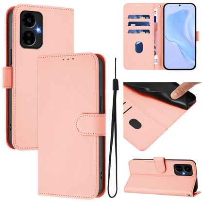 For Boost MobIle Celero 5G 2024 / 3 5G Skin Feel Solid Color Leather Phone Case with Lanyard(Pink) - More Brand by buy2fix | Online Shopping UK | buy2fix