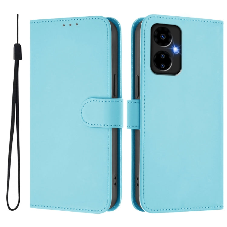 For Boost MobIle Celero 5G 2024 / 3 5G Skin Feel Solid Color Leather Phone Case with Lanyard(Sky Blue) - More Brand by buy2fix | Online Shopping UK | buy2fix