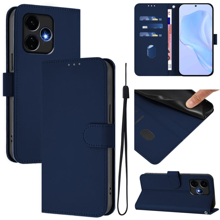 For Boost MobIle Celero 5G+ 2024 / 3+ 5G Skin Feel Solid Color Leather Phone Case with Lanyard(Navy Blue) - More Brand by buy2fix | Online Shopping UK | buy2fix