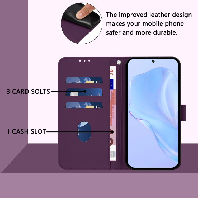 For Boost MobIle Celero 5G+ 2024 / 3+ 5G Skin Feel Solid Color Leather Phone Case with Lanyard(Violet) - More Brand by buy2fix | Online Shopping UK | buy2fix