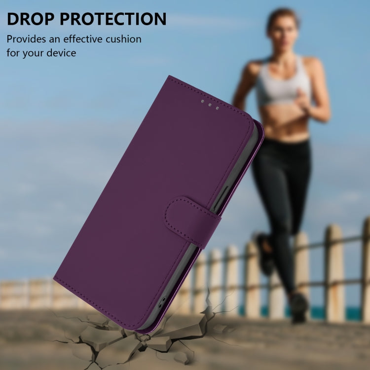 For Boost MobIle Celero 5G+ 2024 / 3+ 5G Skin Feel Solid Color Leather Phone Case with Lanyard(Violet) - More Brand by buy2fix | Online Shopping UK | buy2fix