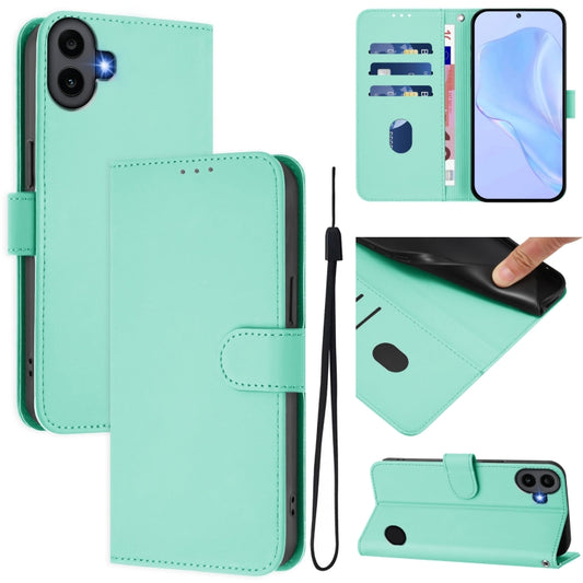 For Nothing CMF Phone 1 Skin Feel Solid Color Leather Phone Case with Lanyard(Mint Green) - More Brand by buy2fix | Online Shopping UK | buy2fix