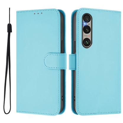 For Sony Xperia 1 VI 2024 Skin Feel Solid Color Leather Phone Case with Lanyard(Sky Blue) - Sony Cases by buy2fix | Online Shopping UK | buy2fix