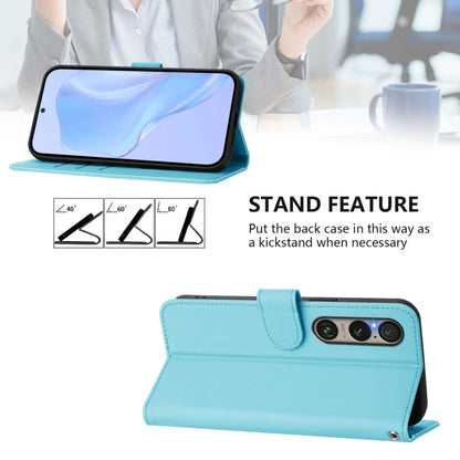 For Sony Xperia 1 VI 2024 Skin Feel Solid Color Leather Phone Case with Lanyard(Sky Blue) - Sony Cases by buy2fix | Online Shopping UK | buy2fix