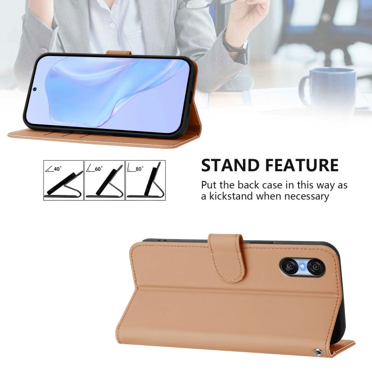 For Sony Xperia 10 VI 2024 Skin Feel Solid Color Leather Phone Case with Lanyard(Nude) - Sony Cases by buy2fix | Online Shopping UK | buy2fix