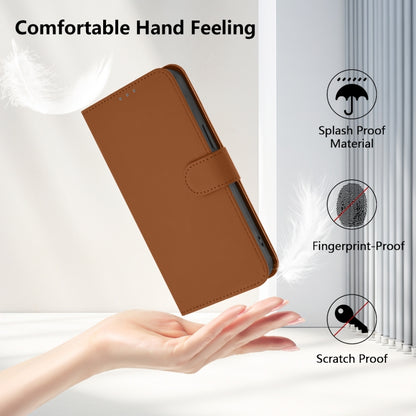 For iPhone 16 Pro Max Skin Feel Solid Color Leather Phone Case with Lanyard(Brown) - iPhone 16 Pro Max Cases by buy2fix | Online Shopping UK | buy2fix