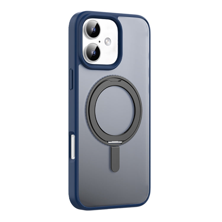 For iPhone 16 Mutural Armor Series MagSafe Magnetic Holder Phone Case(Blue) - iPhone 16 Cases by Mutural | Online Shopping UK | buy2fix