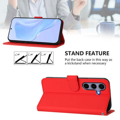 For Samsung Galaxy S25 5G Skin Feel Solid Color Leather Phone Case with Lanyard(Red) - Galaxy S25 5G Cases by buy2fix | Online Shopping UK | buy2fix