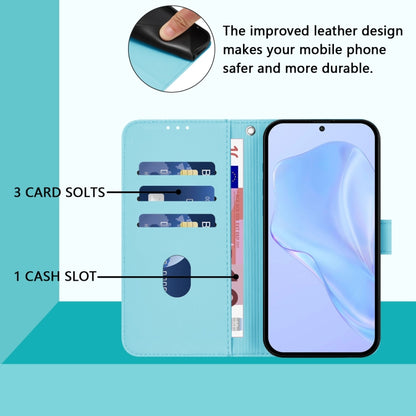 For Samsung Galaxy S25 5G Skin Feel Solid Color Leather Phone Case with Lanyard(Sky Blue) - Galaxy S25 5G Cases by buy2fix | Online Shopping UK | buy2fix