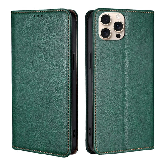 For iPhone 16 Pro Gloss Oil Solid Color Magnetic Leather Phone Case(Green) - iPhone 16 Pro Cases by buy2fix | Online Shopping UK | buy2fix