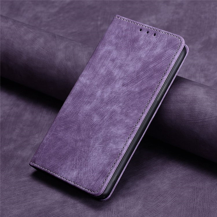 For iPhone 16 Pro RFID Anti-theft Brush Magnetic Leather Phone Case(Purple) - iPhone 16 Pro Cases by buy2fix | Online Shopping UK | buy2fix