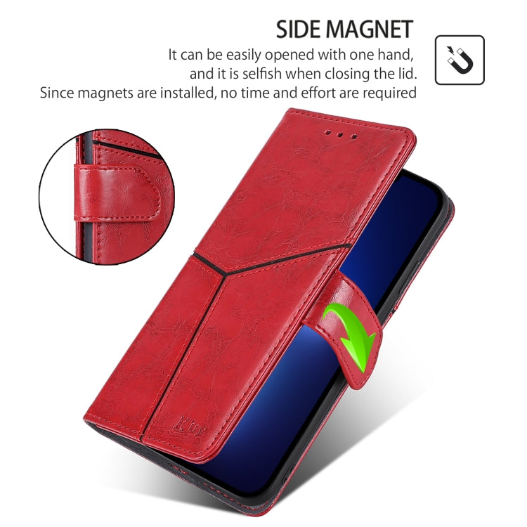 For iPhone 16 Pro Geometric Stitching Leather Phone Case(Red) - iPhone 16 Pro Cases by buy2fix | Online Shopping UK | buy2fix