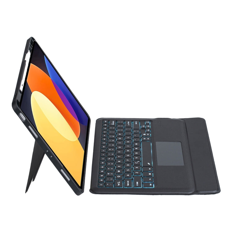 For Xiaomi Pad 5 12.4 Detachable Backlit Bluetooth Keyboard Leather Case with Touchpad(Black) - Others Keyboard by buy2fix | Online Shopping UK | buy2fix