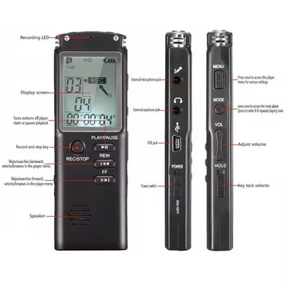 T60 Smart HD Noise Cancelling Voice Recorder MP3 Player, Memory:8GB(Black) - Recording Pen by buy2fix | Online Shopping UK | buy2fix