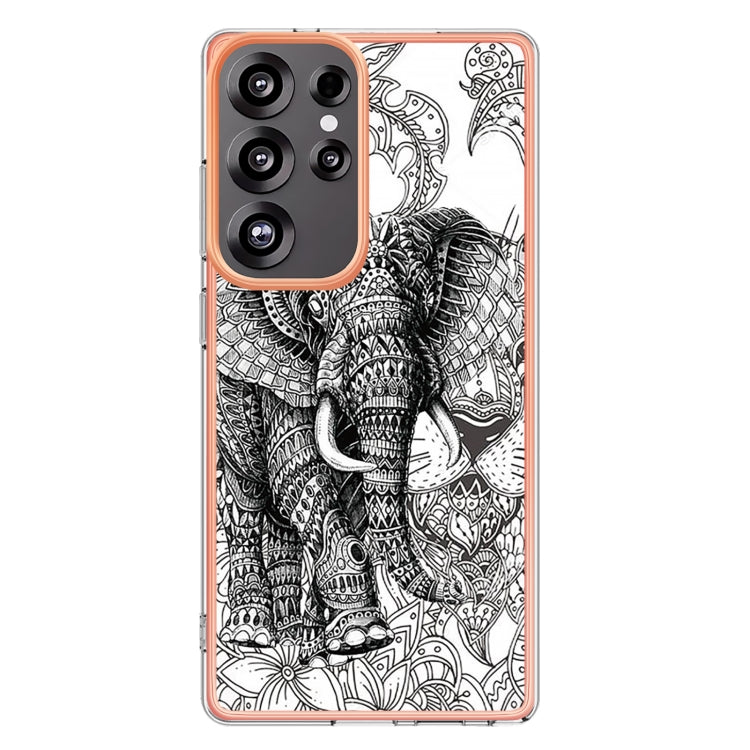 For Samsung Galaxy S25 Ultra 5G Electroplating Marble Dual-side IMD Phone Case(Totem Elephant) - Galaxy S25 Ultra 5G Cases by buy2fix | Online Shopping UK | buy2fix