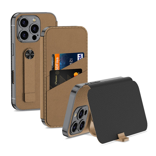 For iPhone 16 Pro GKK Plating Phantom Flip Leather MagSafe Phone Case(Brown) - iPhone 16 Pro Cases by GKK | Online Shopping UK | buy2fix