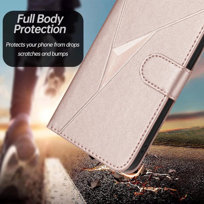 For Samsung Galaxy S25 Ultra 5G Triangle Pattern Buckle Clasp Leather Phone Case(Rose Gold) - Galaxy S25 Ultra 5G Cases by buy2fix | Online Shopping UK | buy2fix