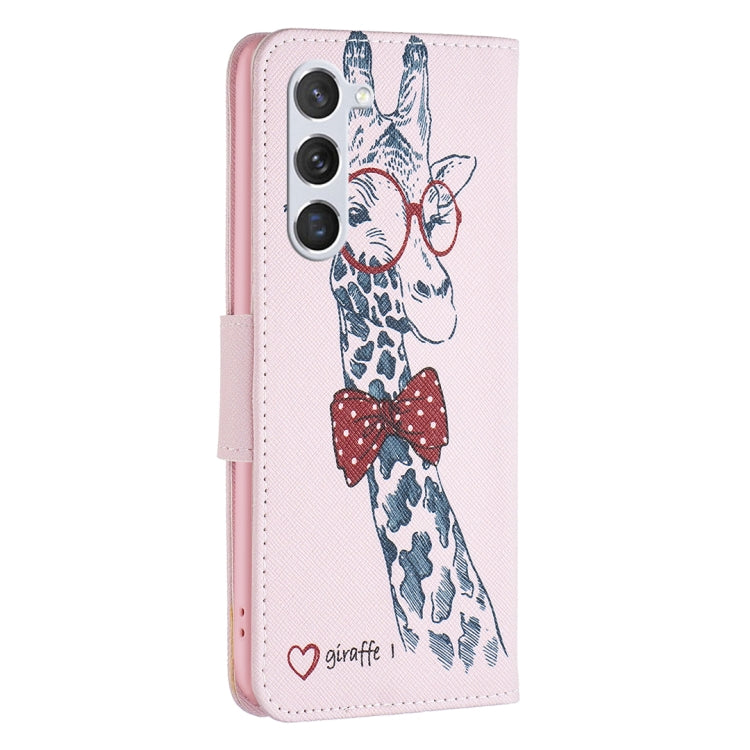 For Samsung Galaxy S25 5G Colored Drawing Pattern Leather Phone Case(Giraffe) - Galaxy S25 5G Cases by buy2fix | Online Shopping UK | buy2fix