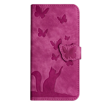 For Samsung Galaxy S25 Ultra 5G Butterfly Cat Embossing Flip Leather Phone Case(Pink) - Galaxy S25 Ultra 5G Cases by buy2fix | Online Shopping UK | buy2fix