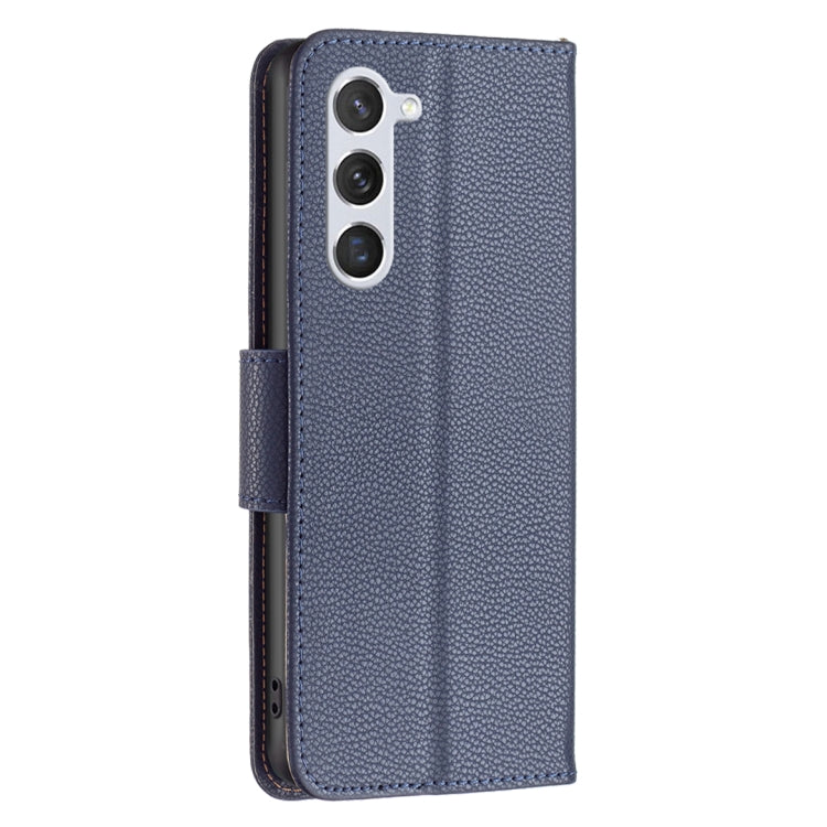 For Samsung Galaxy S25 5G Litchi Texture Pure Color Flip Leather Phone Case(Blue) - Galaxy S25 5G Cases by buy2fix | Online Shopping UK | buy2fix