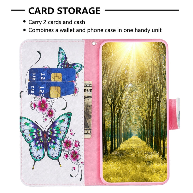 For Samsung Galaxy S25 5G Colored Drawing Pattern Leather Phone Case(Flowers Butterfly) - Galaxy S25 5G Cases by buy2fix | Online Shopping UK | buy2fix