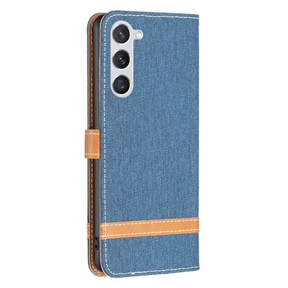 For Samsung Galaxy S25 5G Color Block Denim Texture Leather Phone Case(Dark Blue) - Galaxy S25 5G Cases by buy2fix | Online Shopping UK | buy2fix