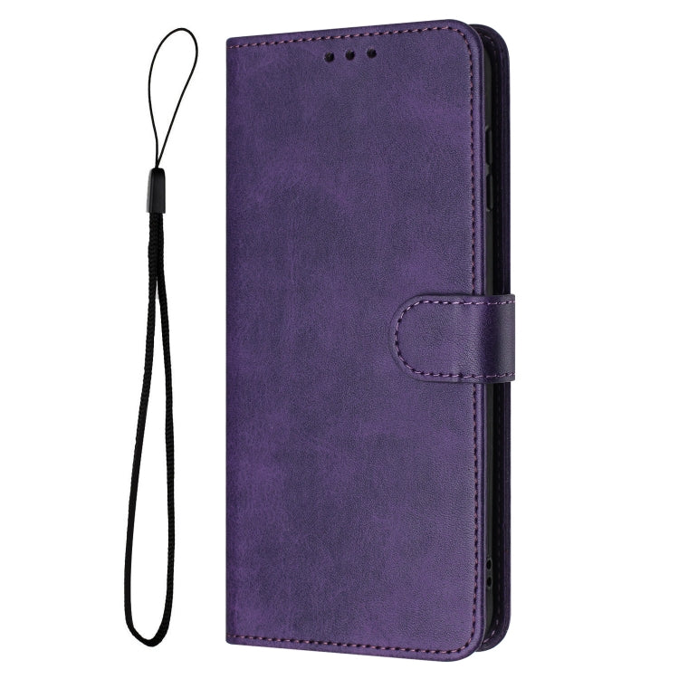 For Samsung Galaxy S25 / S24 5G Solid Calf Texture Flip Leather Phone Case(Purple) - Galaxy S25 5G Cases by buy2fix | Online Shopping UK | buy2fix