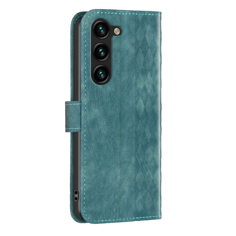 For Samsung Galaxy S25 5G Plaid Embossed Leather Phone Case(Green) - Galaxy S25 5G Cases by buy2fix | Online Shopping UK | buy2fix