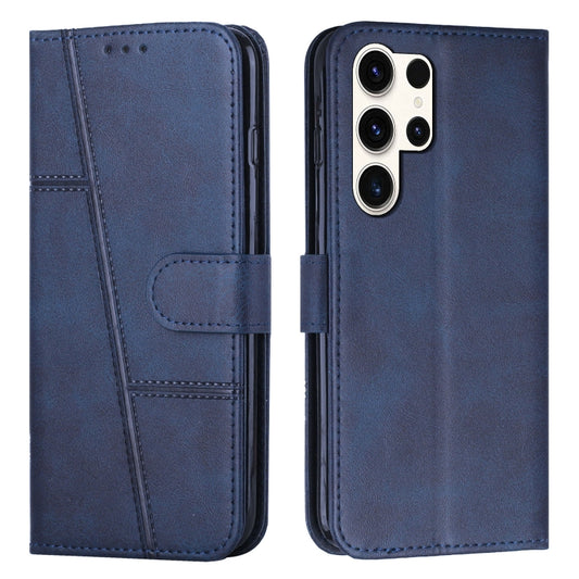 For Samsung Galaxy S25 Ultra 5G Stitching Calf Texture Buckle Leather Phone Case(Blue) - Galaxy S25 Ultra 5G Cases by buy2fix | Online Shopping UK | buy2fix