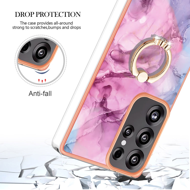 For Samsung Galaxy S25 Ultra 5G Electroplating Marble Dual-side IMD Phone Case with Ring(Pink 013) - Galaxy S25 Ultra 5G Cases by buy2fix | Online Shopping UK | buy2fix